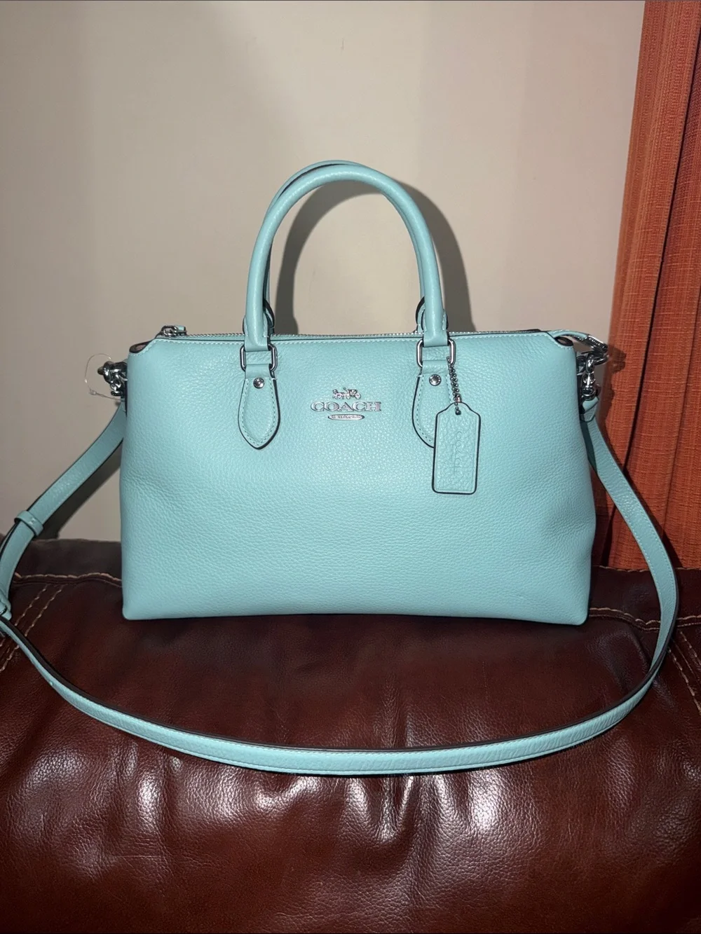 ‼️NEW Coach Blue Leather Georgia Satchel Crossbody Bag